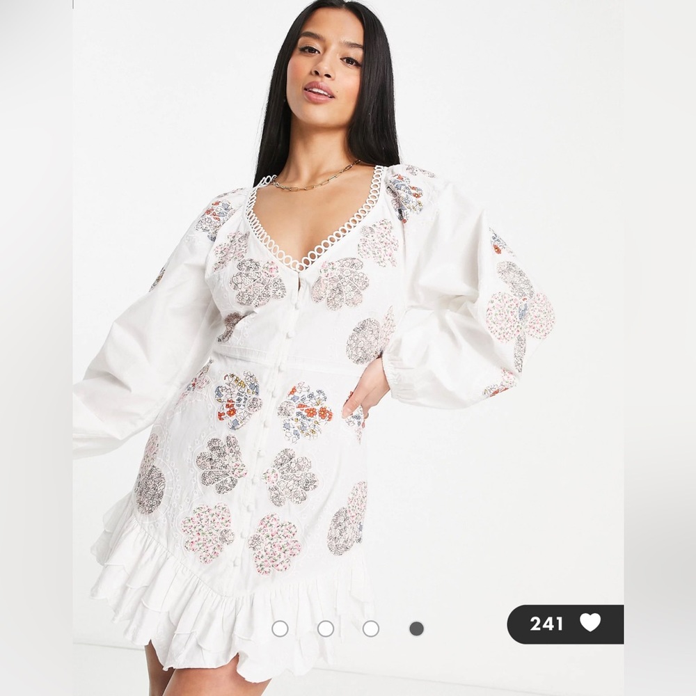 Asos Design Petite Embroidered Patchwork Printed … - image 4